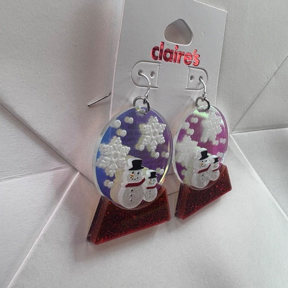 Hanging snow globe Christmas earrings - Picture 2 of 3